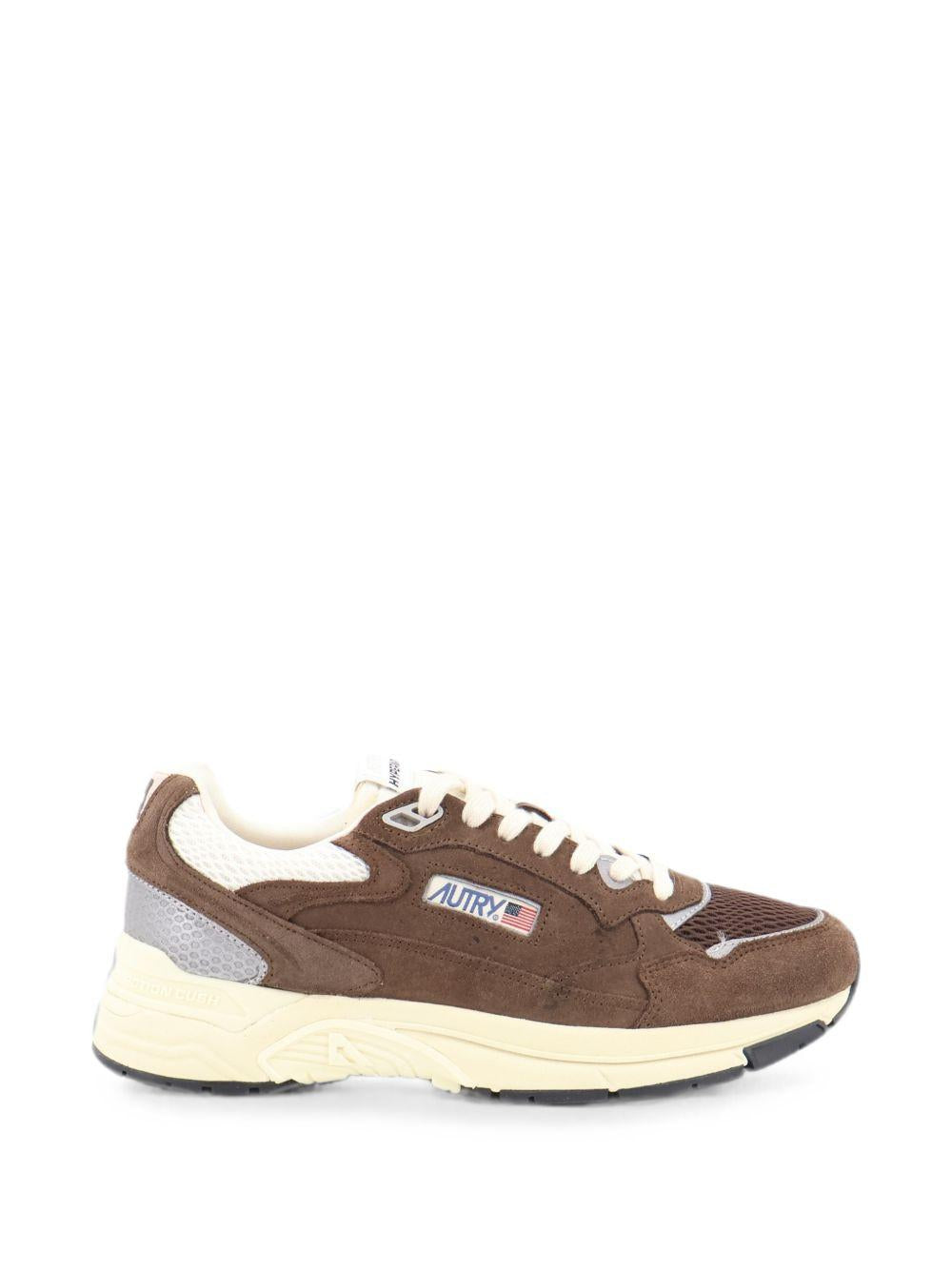 AUTRY Sneakers Hyperway in mesh e suede marrone e argento 