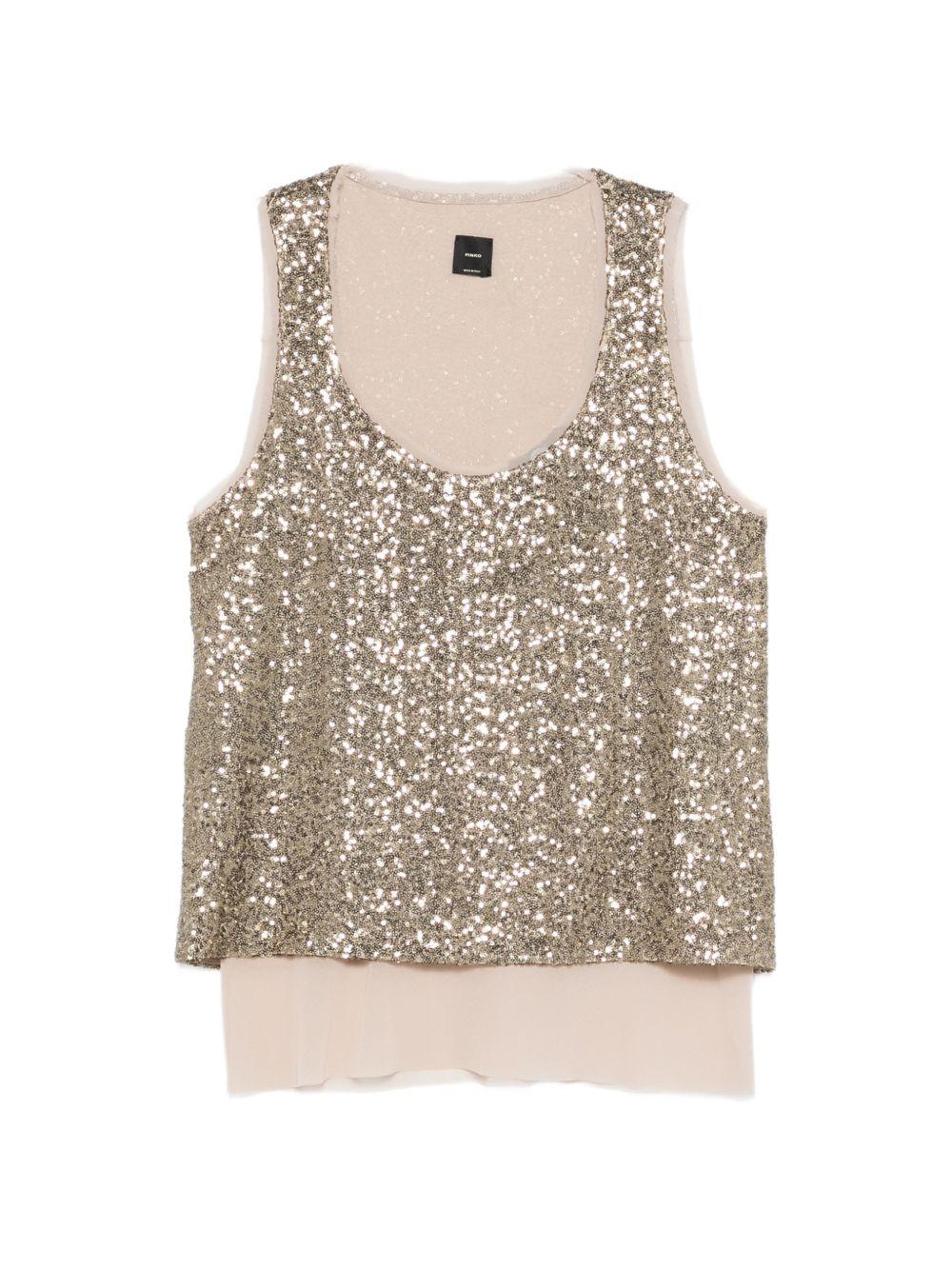 PINKO Top Bollicine con piallettes dorate 