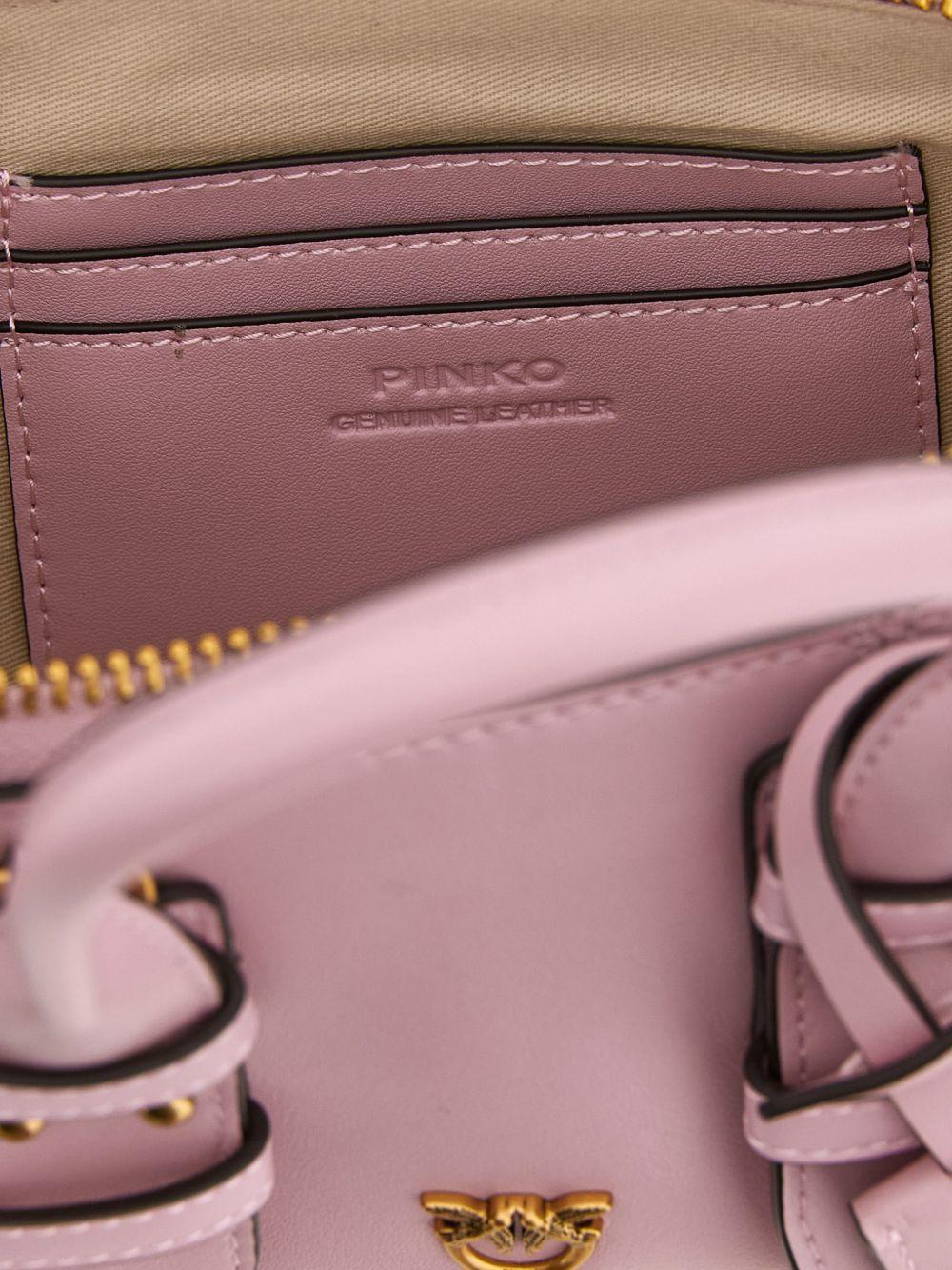 PINKO Borsa a mano di pelle rosa con fibbie dorate 