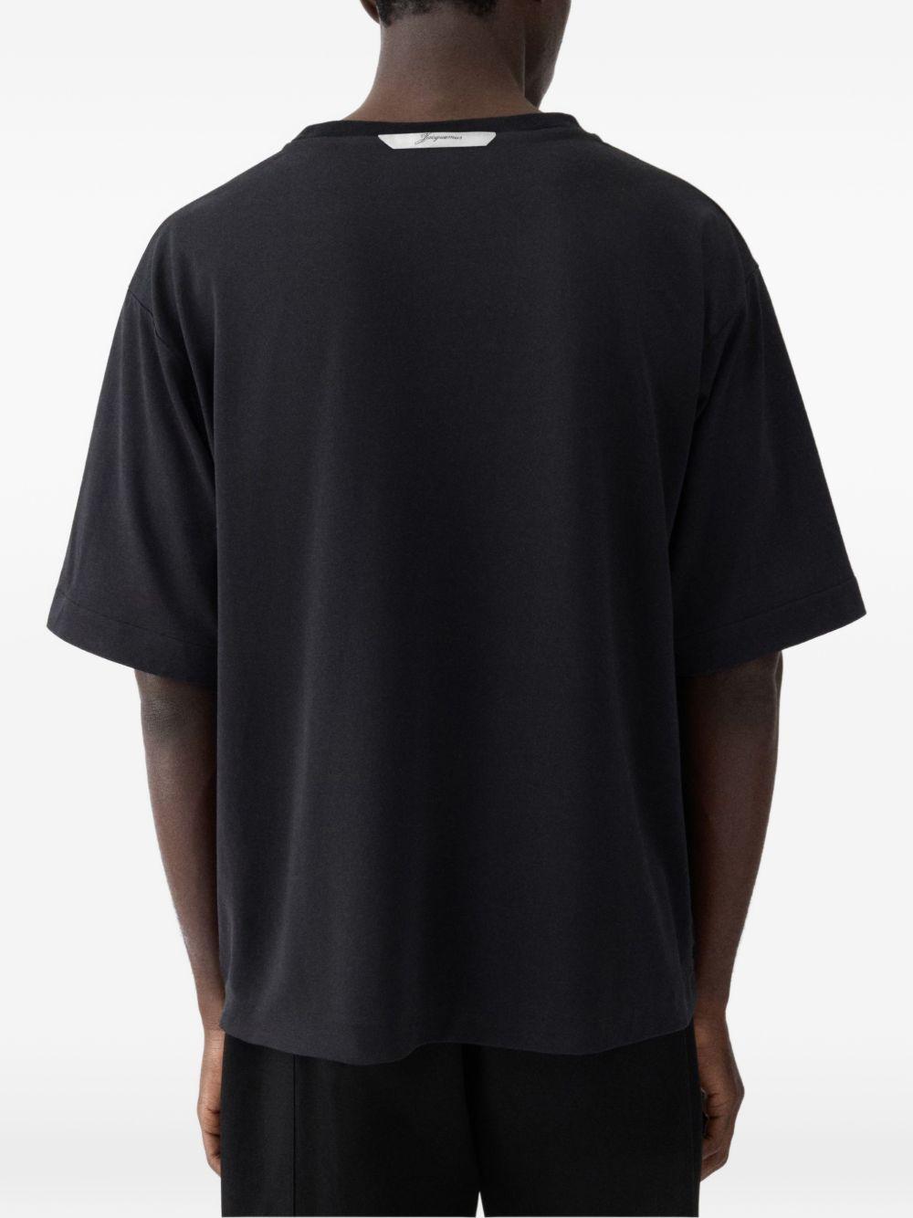 JACQUEMUS T-shirt nera a girocollo 