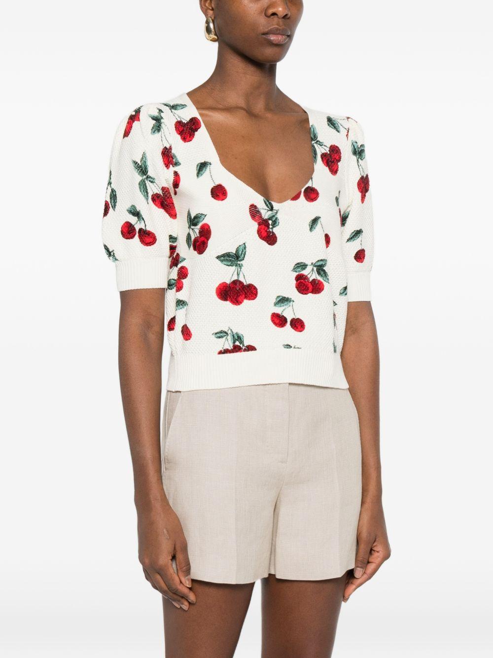 TWINSET T-shirt bianca con grafica ciliegie all-over 