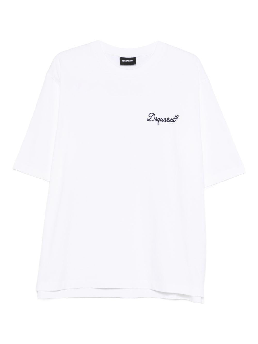DSQUARED2 T-shirt in cotone bianco con logo 