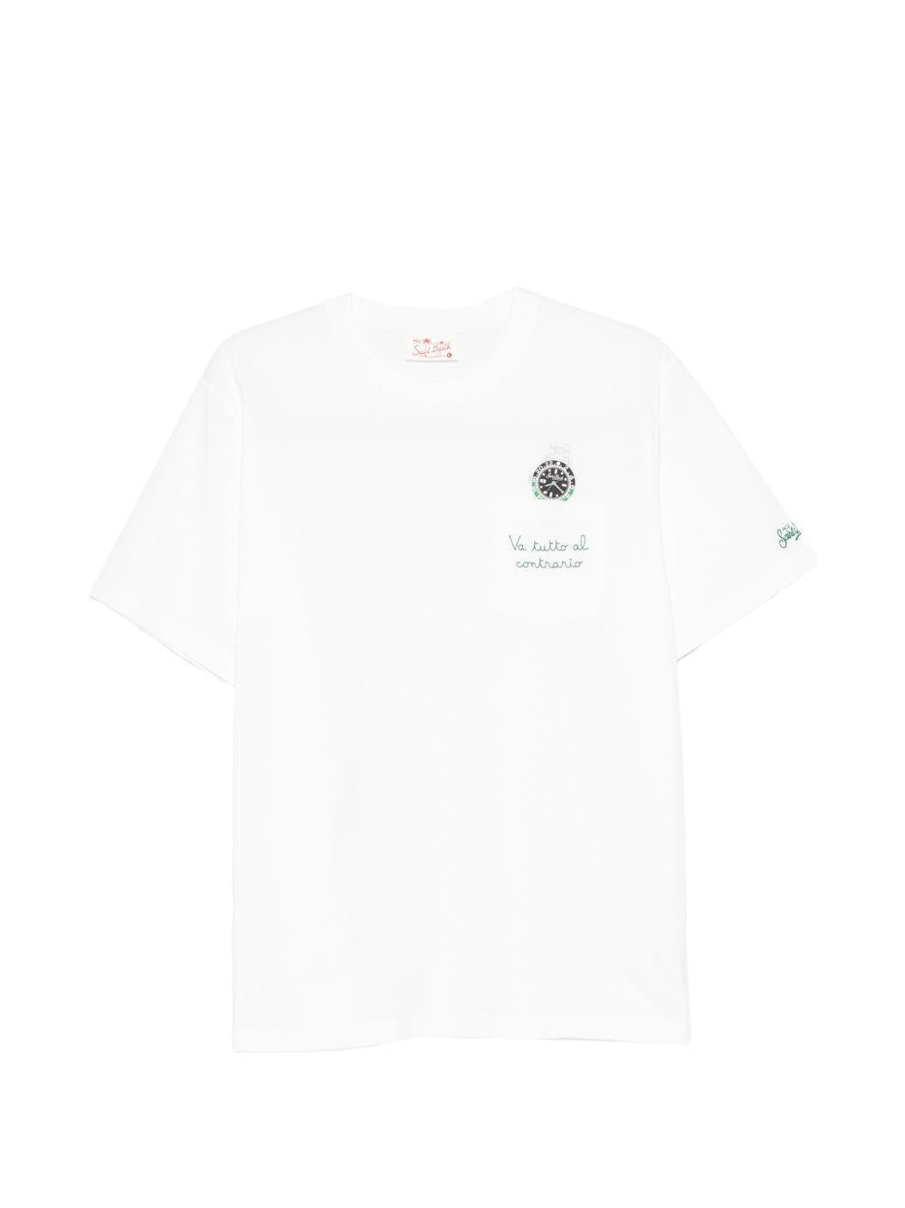MC2 SAINT BARTH T-shirt Austin in cotone bianco con ricamo 