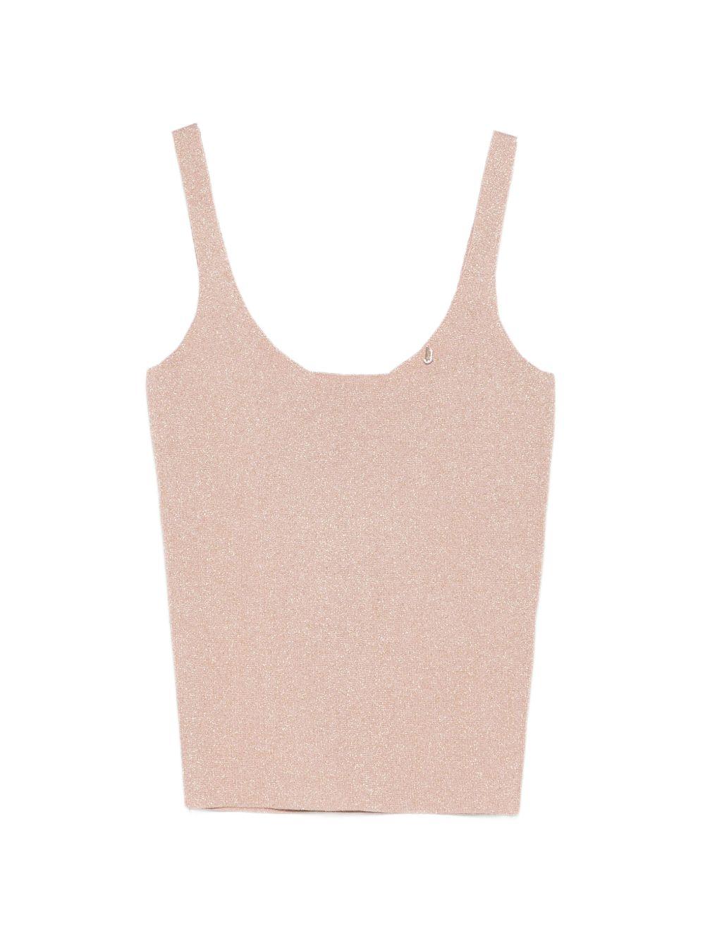 LIUJO Top canotta in lurex color sabbia 
