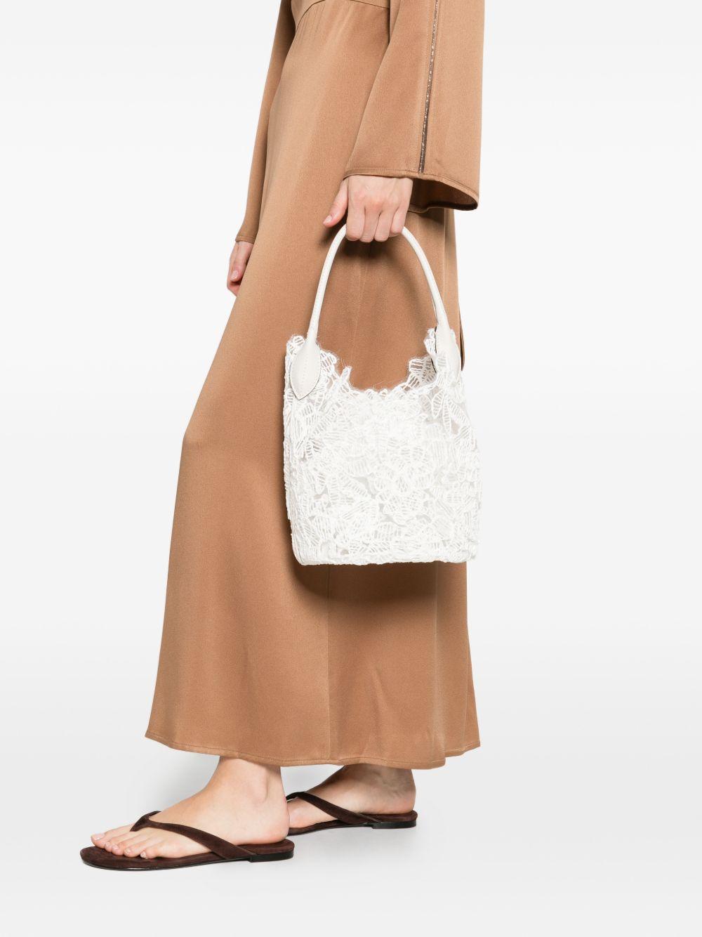 ERMANNO SCERVINO Borsa tote in pizzo floreale bianca 