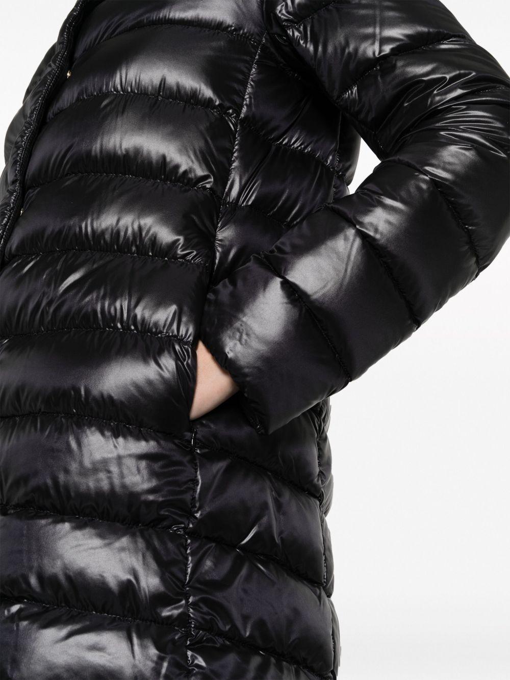 HERNO Piumino nero midi trapuntato con collo alto 
