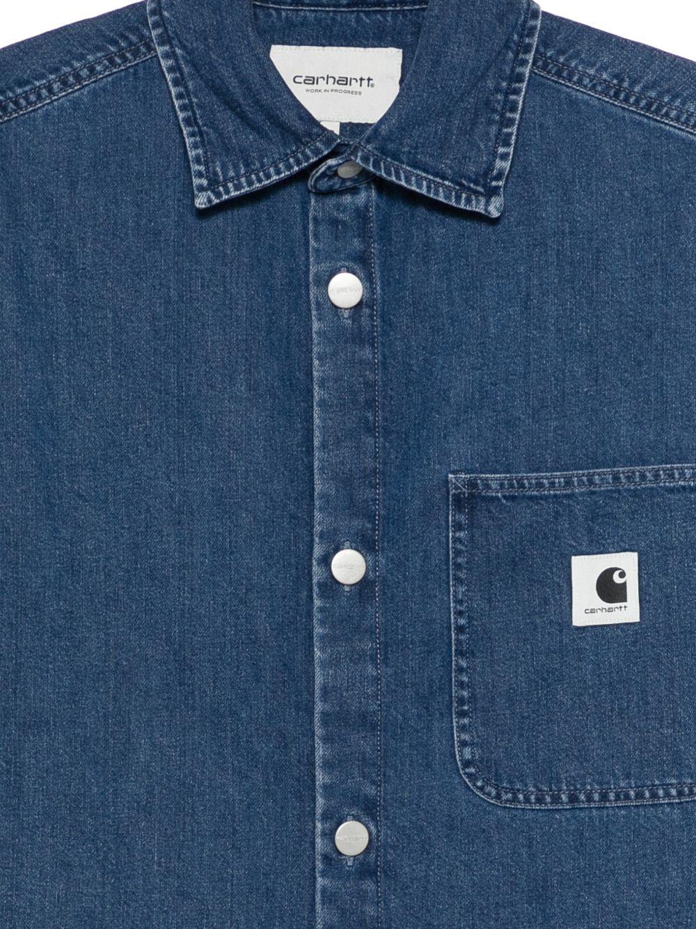 CARHARTT WIP Camicia a maniche corte in jeans con tasca sul petto 