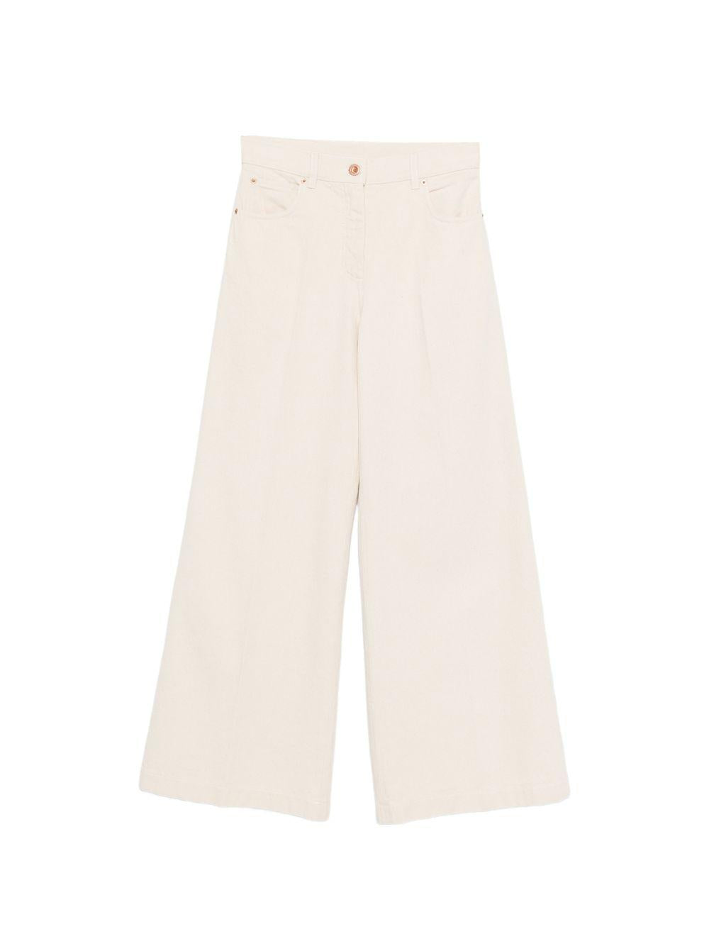 ASPESI Pantaloni wide-leg in cotone avorio 