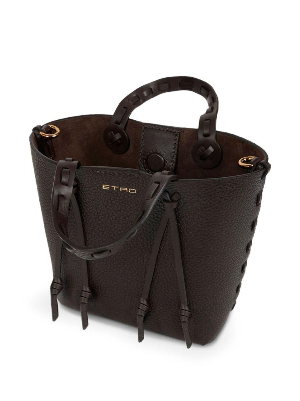 ETRO Borsa Essential in pelle nera con stampa paisley 