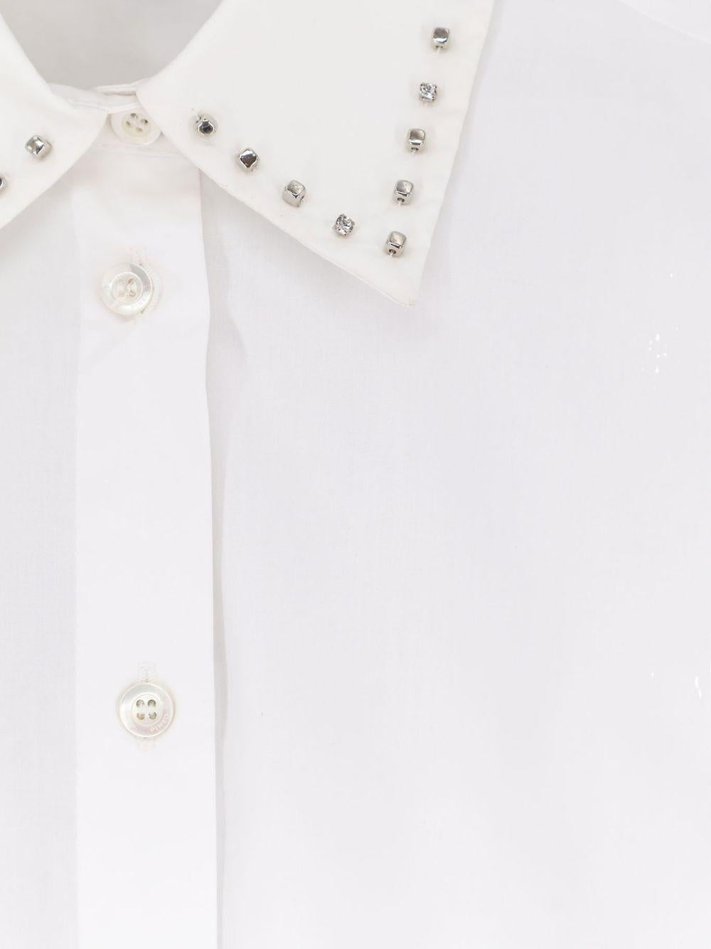 PINKO Camicia Charita in cotone bianco con applicazioni 