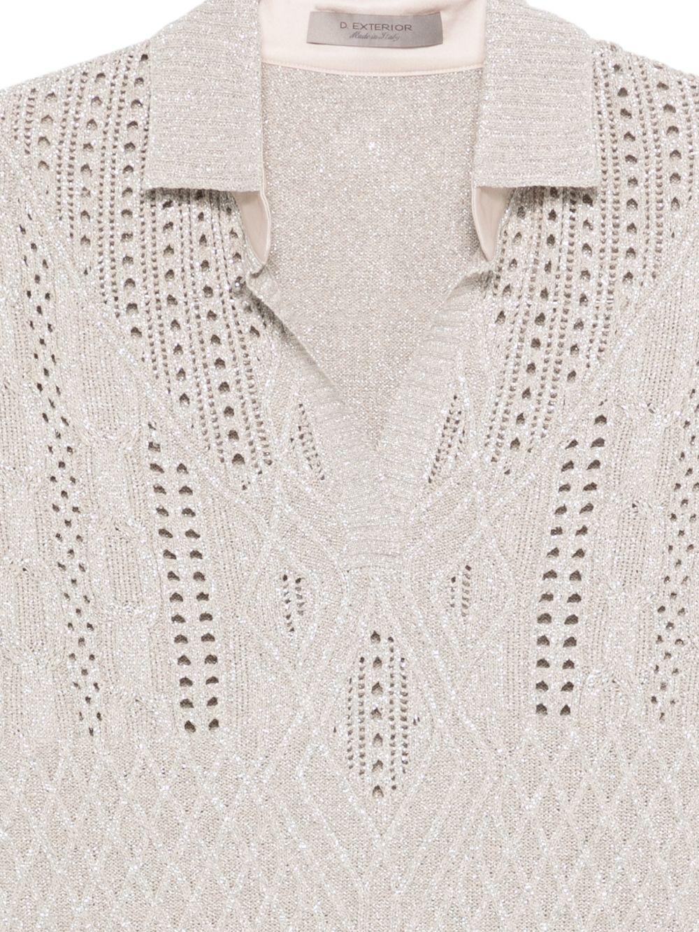 D EXTERIOR Polo in maglia grigia 
