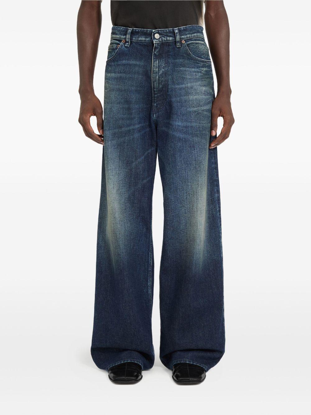 MM6 MAISON MARGIELA Jeans wide-leg blu scuro con effetto sfumato 