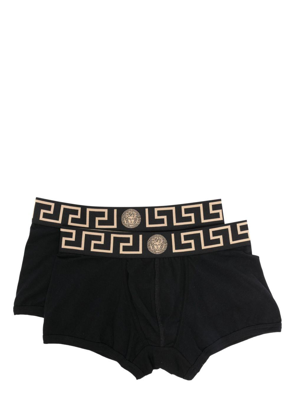 VERSACE Boxer in cotone nero in confezione da due 