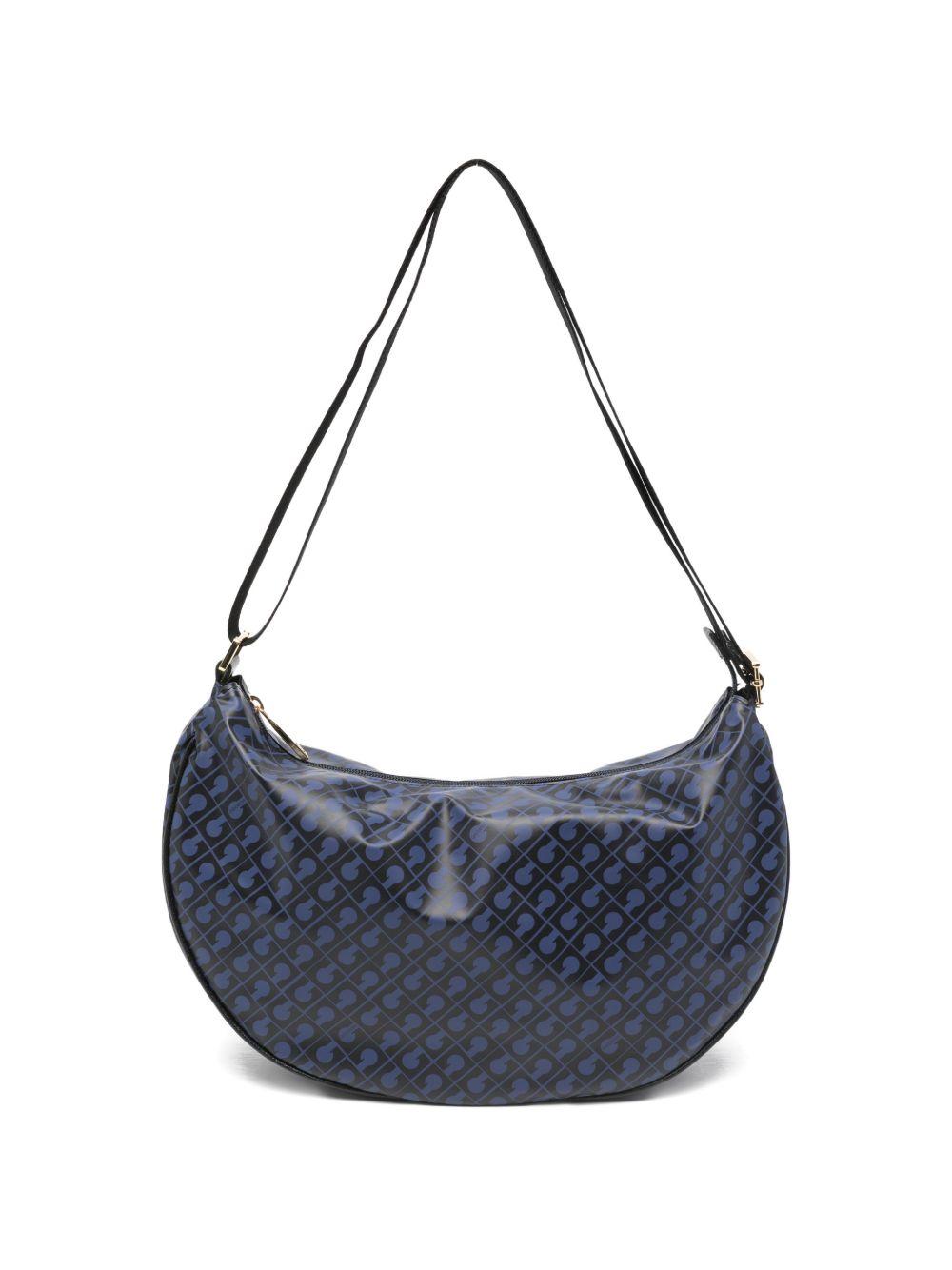 GHERARDINI Borsa Softy Odissey con logo all-over blu scuro 