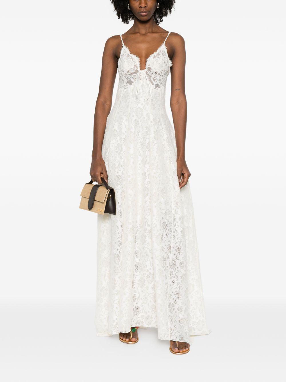 ERMANNO SCERVINO Abito in pizzo con scollo a V in cotone avorio 