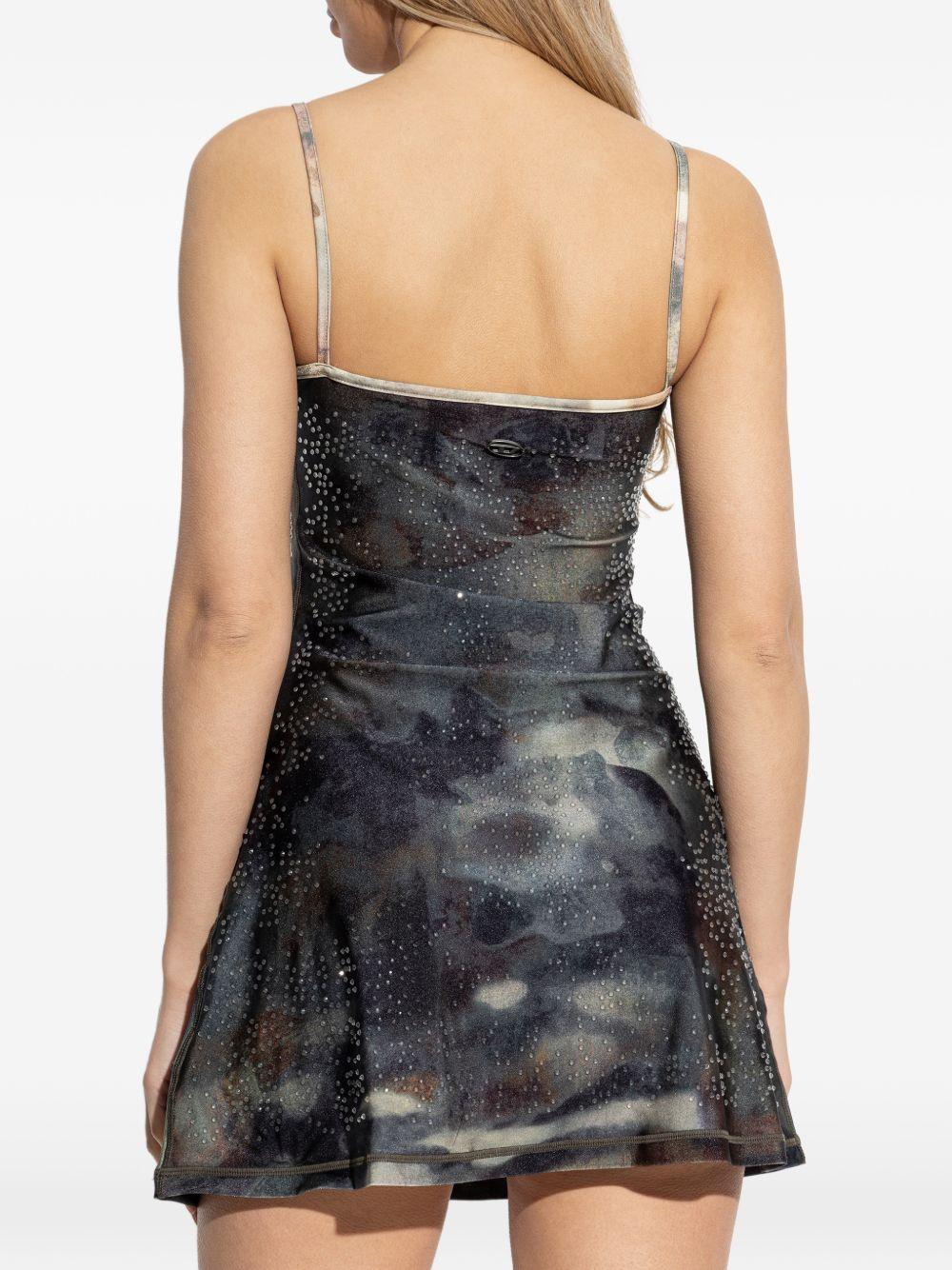 DIESEL Mini abito in tessuto stampato con applicazioni 