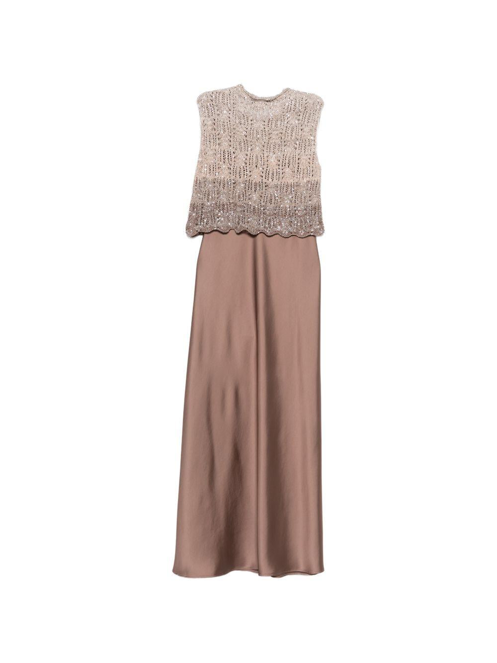D EXTERIOR Abito lungo Moch con top in crochet color oro 