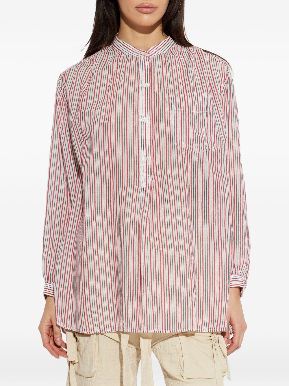 MARANT ETOILE Blusa Sapha a righe con bottoncini e collo alla coreana 