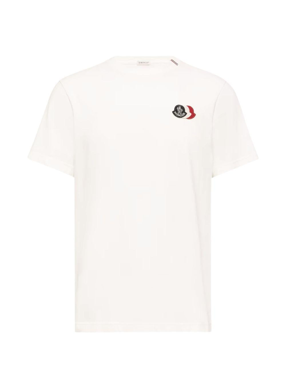 MONCLER T-shirt in cotone bianco con triplo logo 