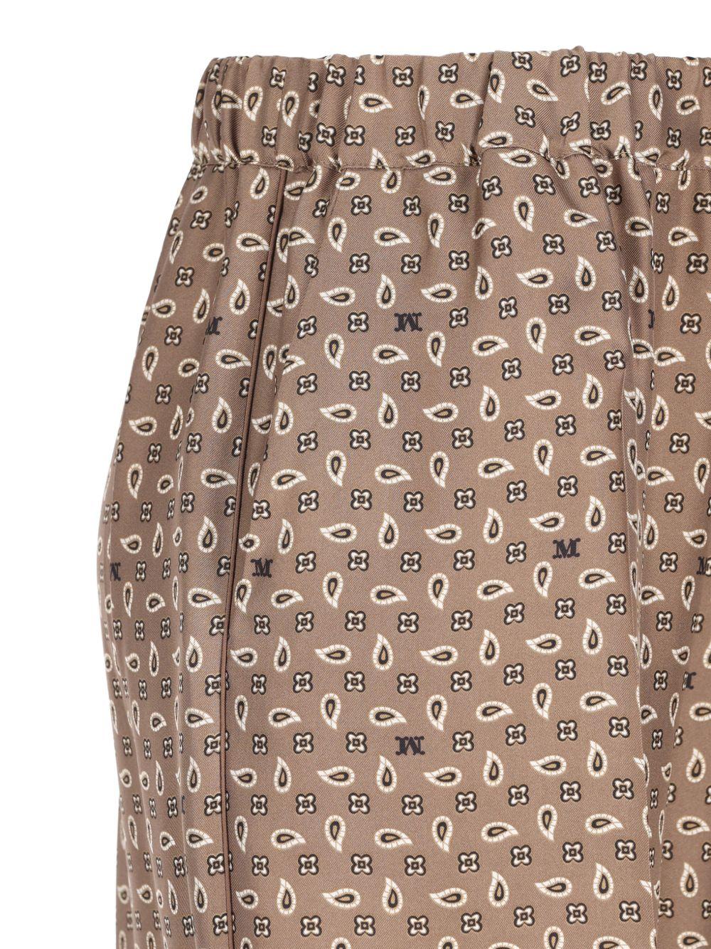 MAX MARA Pantaloni color nocciola con grafica all-over 