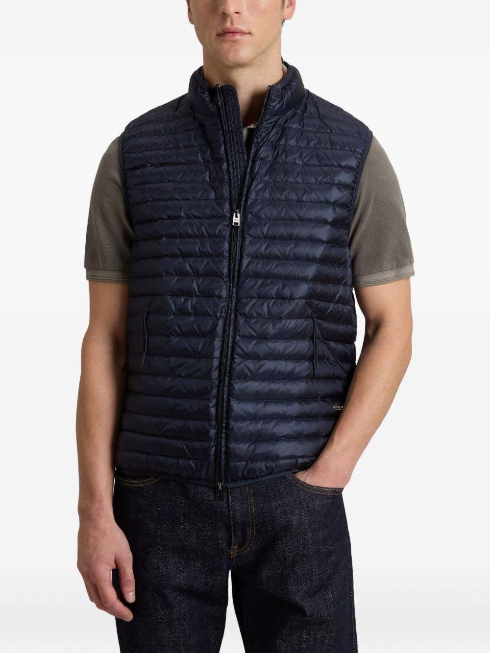 WOOLRICH Gilet trapuntato blu con zip 