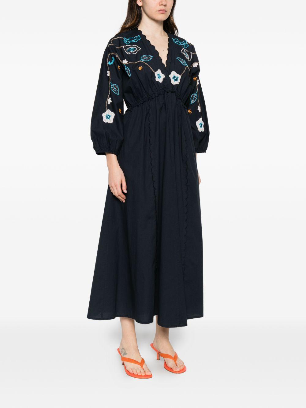 FORTE FORTE Abito lungo My Dress con ricami floreali 