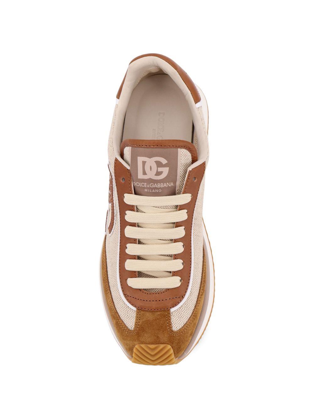 DOLCE e GABBANA Sneakers DG Cushion in cotone e pella marrone 