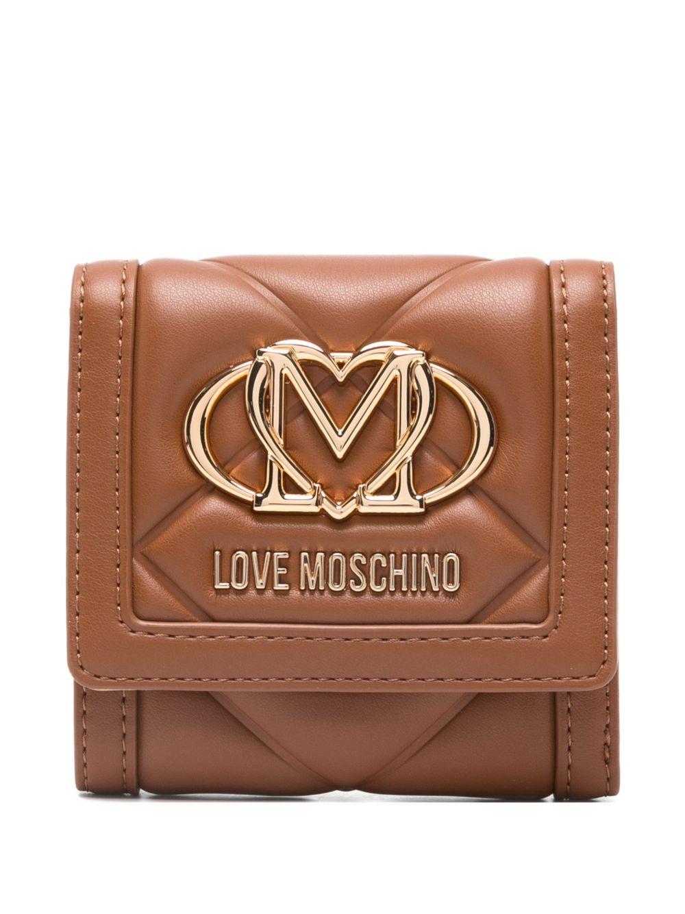 LOVE MOSCHINO Portafoglio trapuntato a conchiglia marrone 