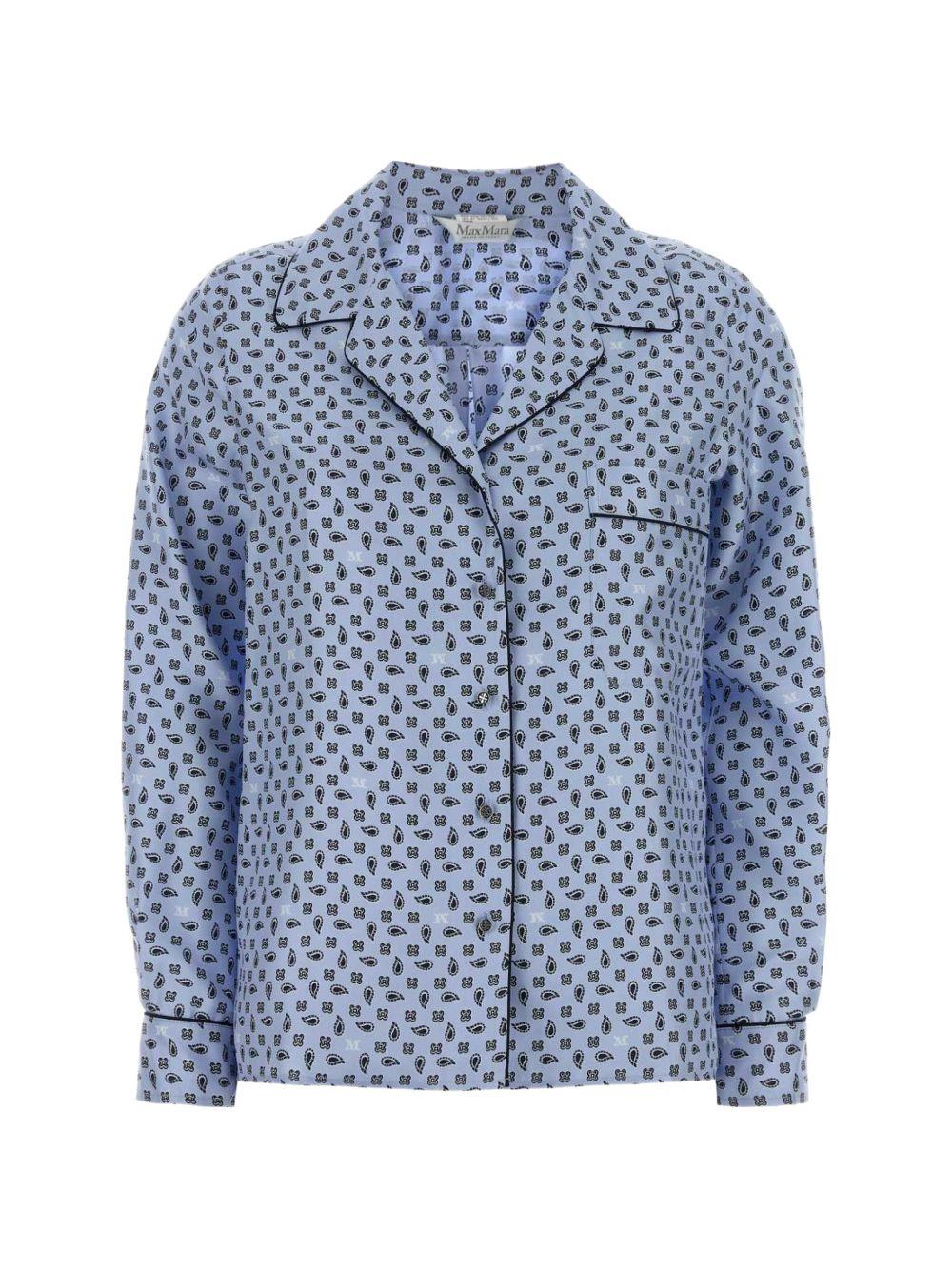 MAX MARA Camicia Disco in seta celeste stile pigiama 