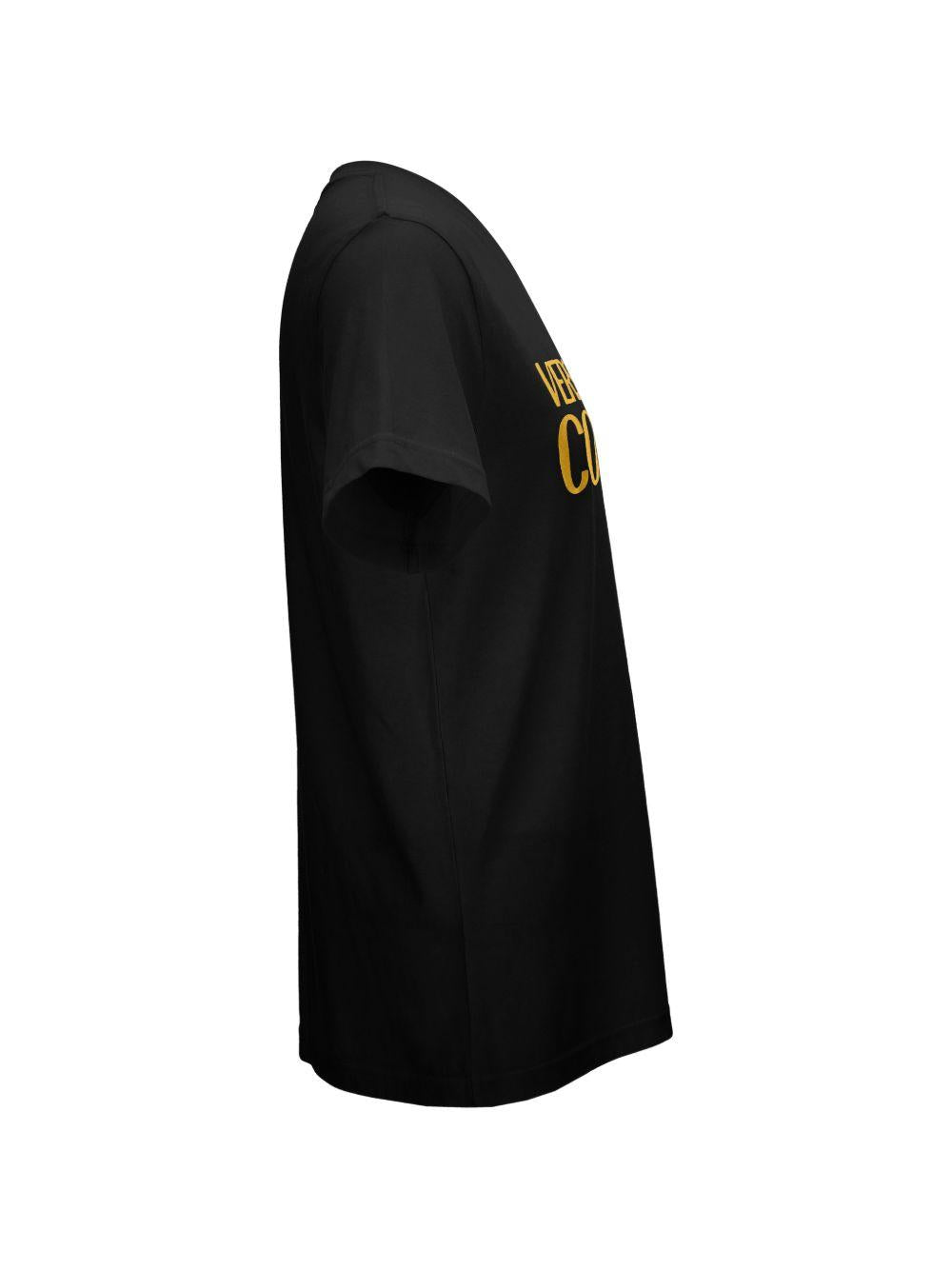 VERSACE JEANS COUTURE T-shirt nera con logo dorato 