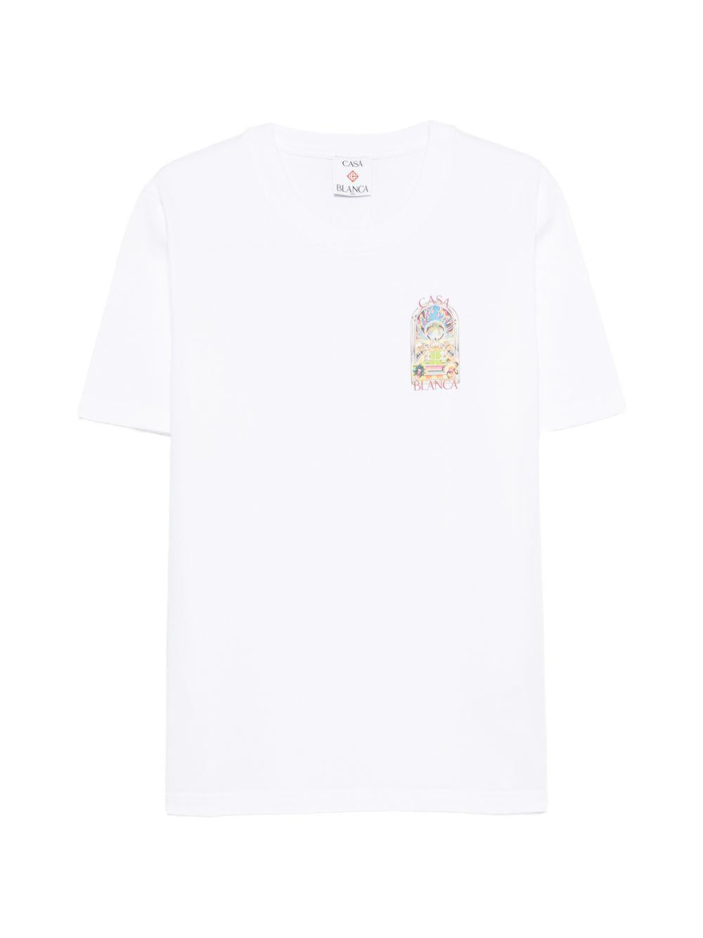 CASABLANCA T-shirt con logo stampato in cotone bianco 