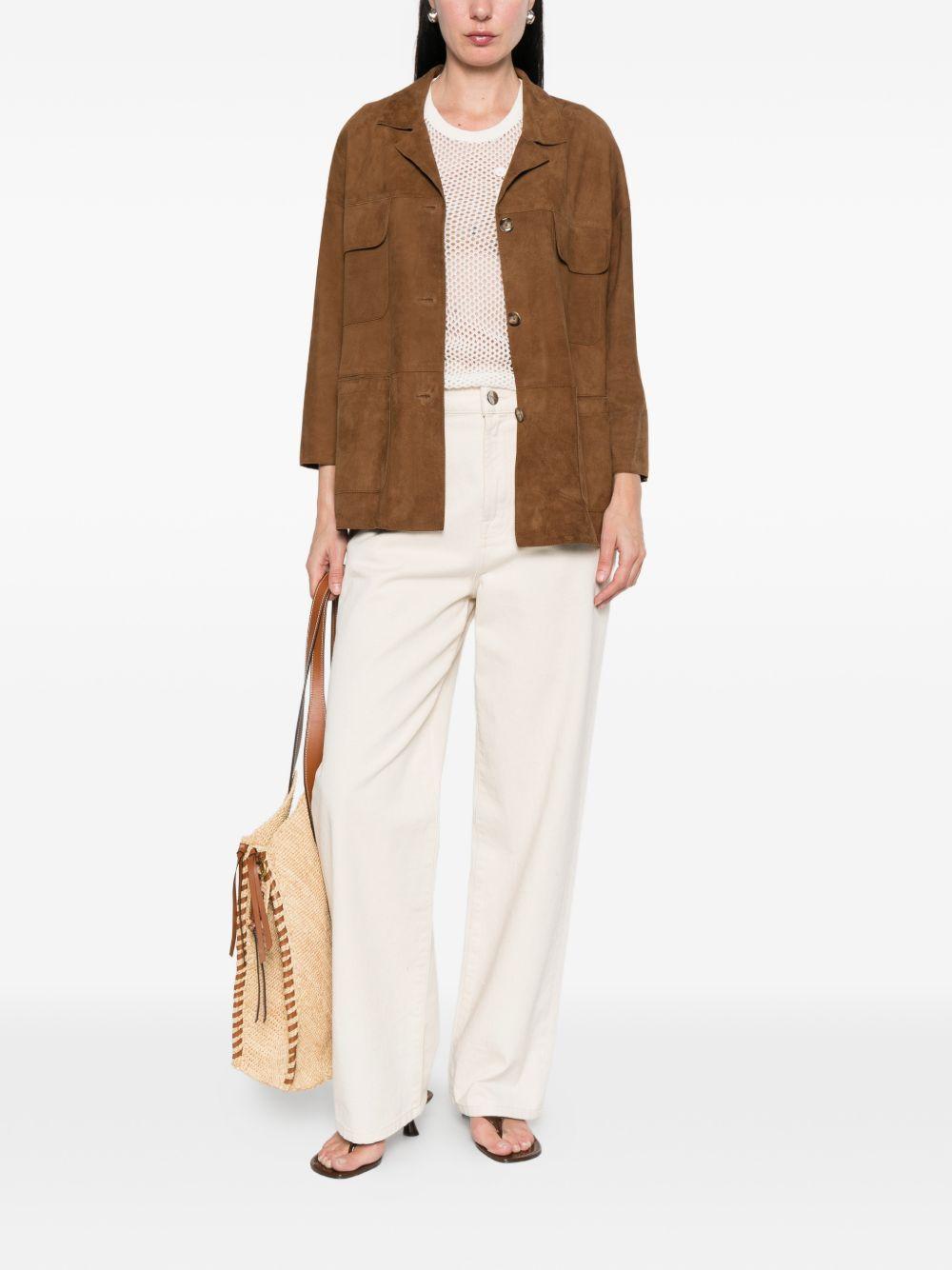 THE JACK AND JACKIE LEATHERS Giacca in pelle scamosciata monopetto con tasche sul petto 
