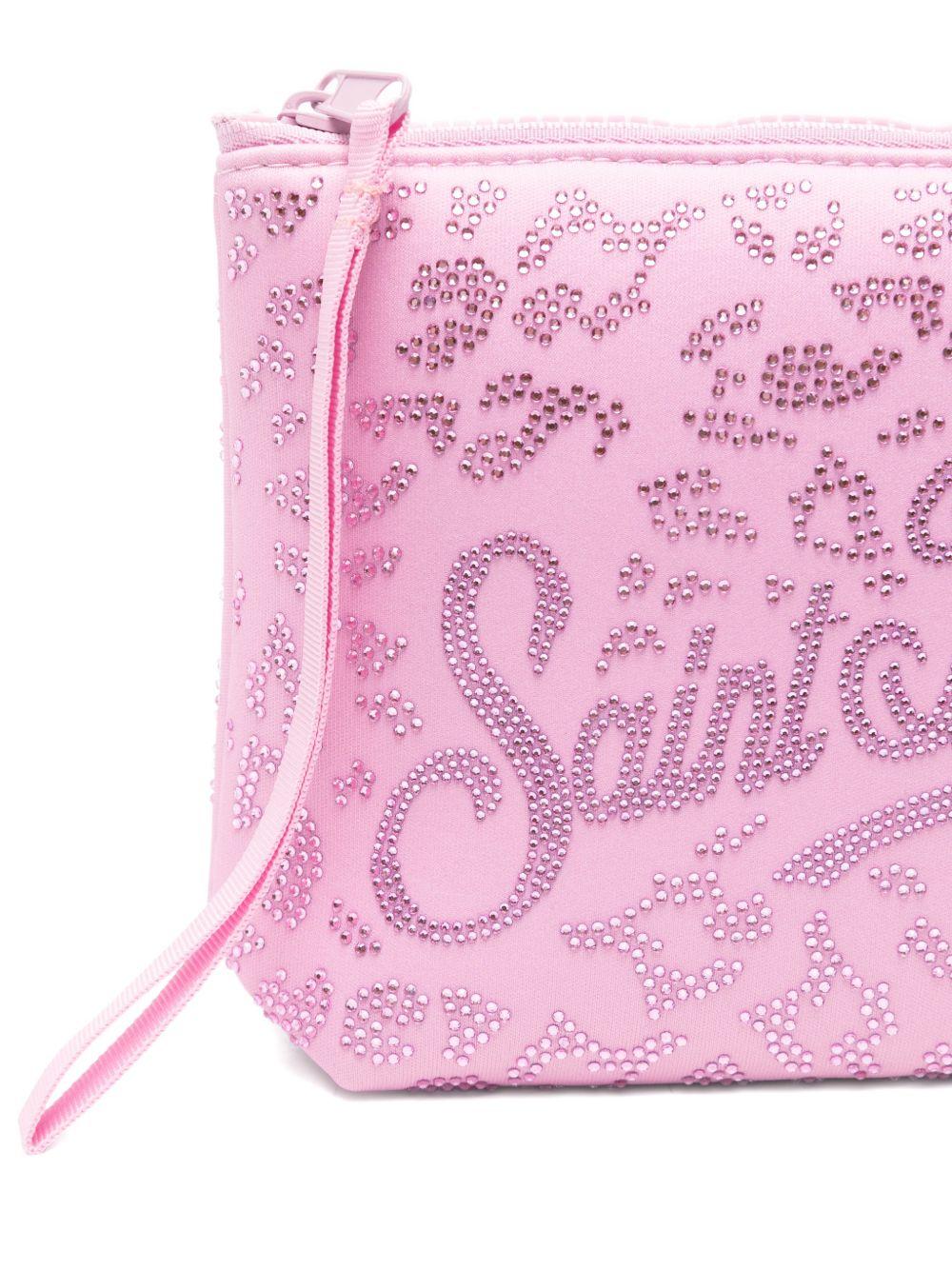 MC2 SAINT BARTH Pochette Aline Strass con logo maculato rosa 