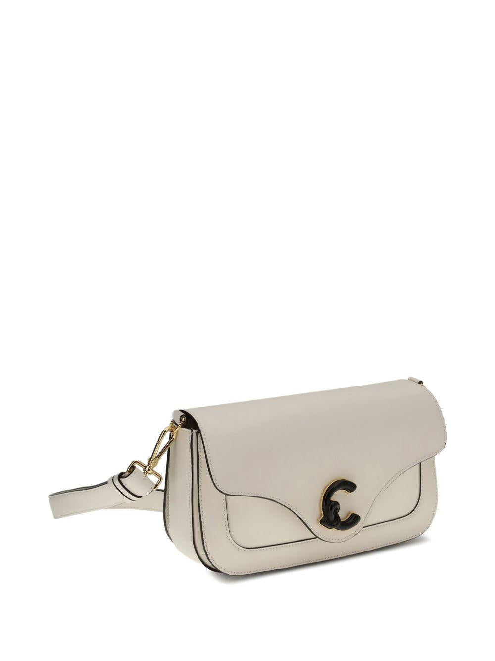 COCCINELLE Borsa a tracolla bianca con logo 