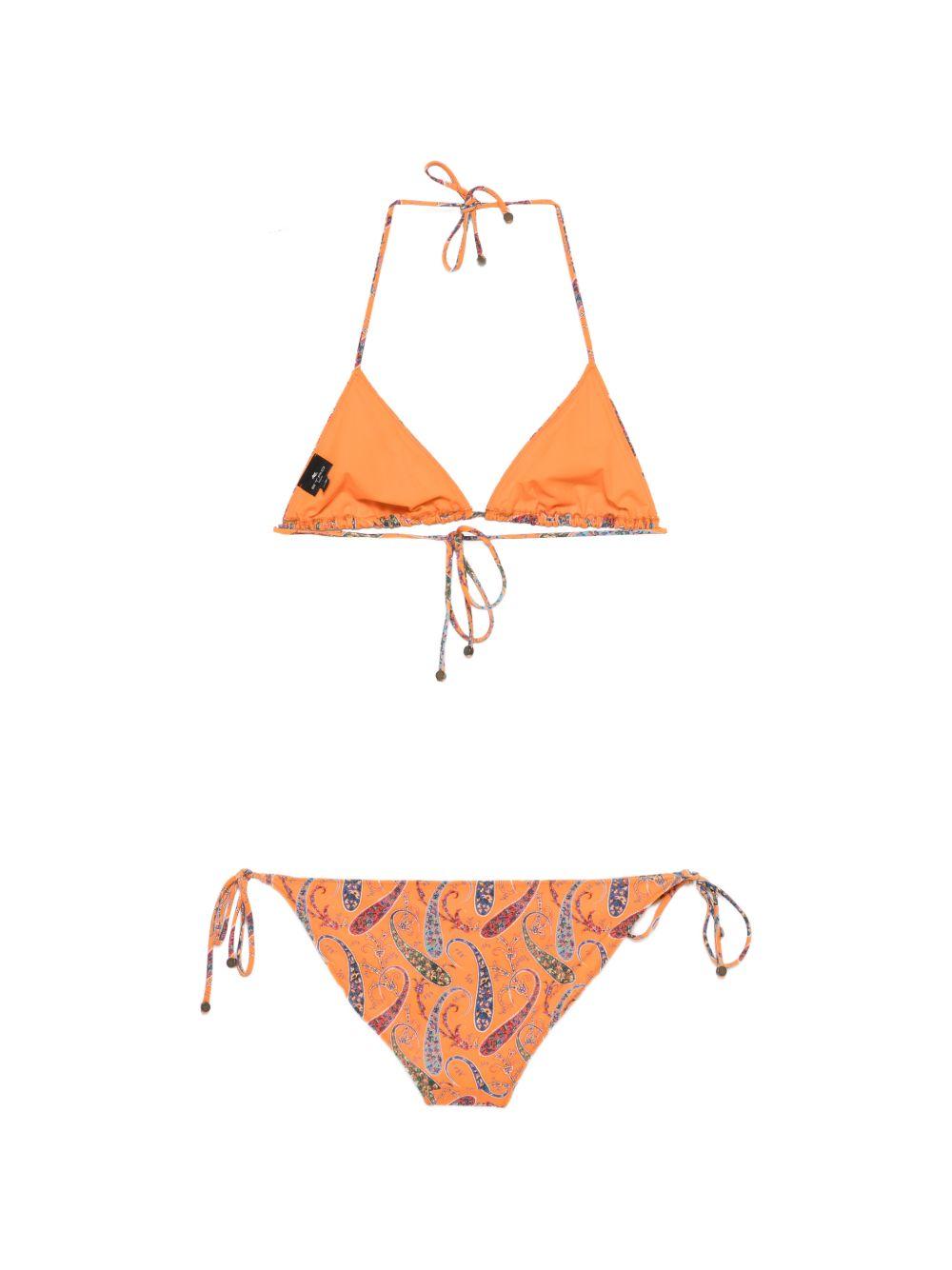 ETRO Set bikini arancione con stampa 