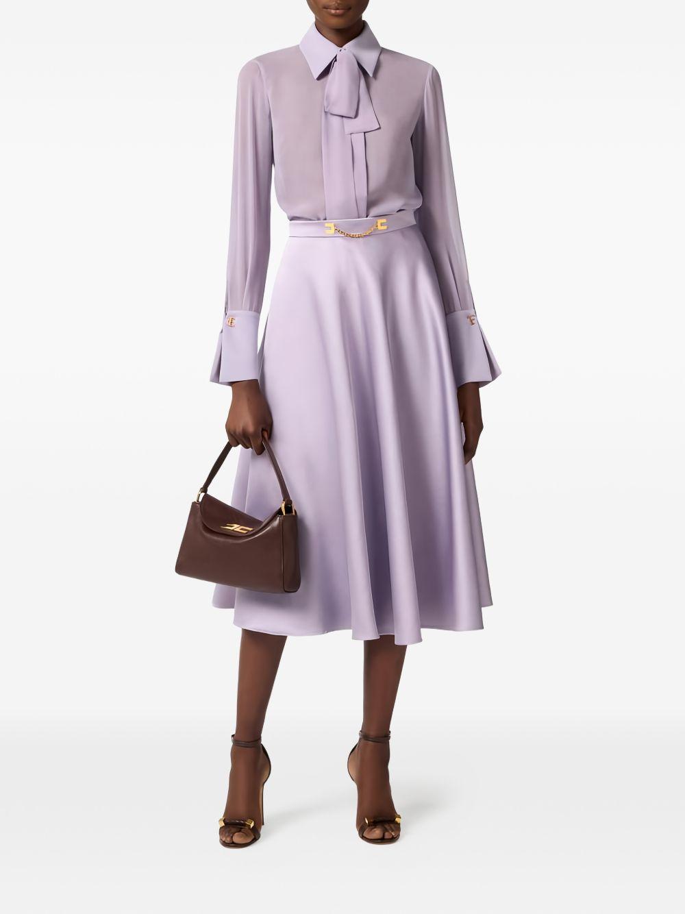 ELISABETTA FRANCHI Camicia a maniche lunghe in seta lilla 