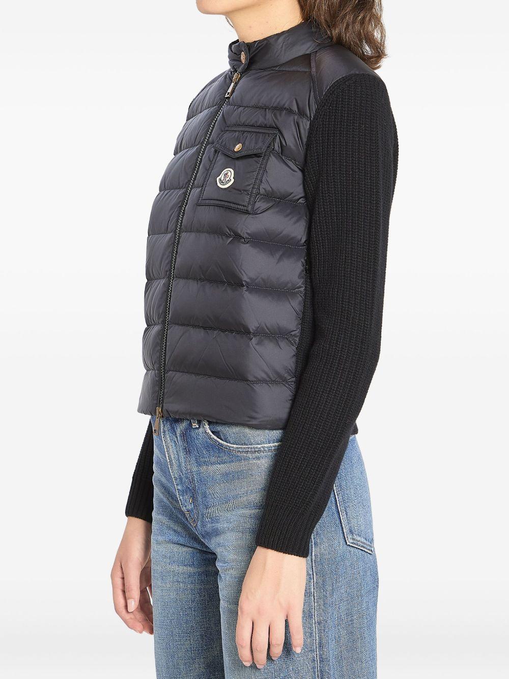 MONCLER Cardigan con zip imbottito nero 