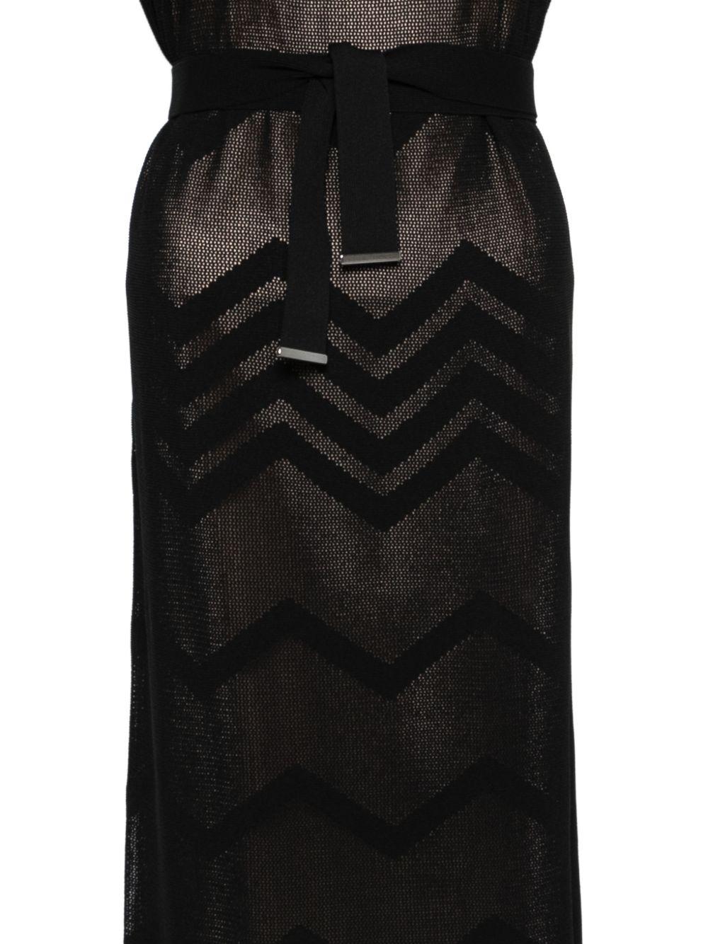 D EXTERIOR Abito lungo in maglia nero con cintura 