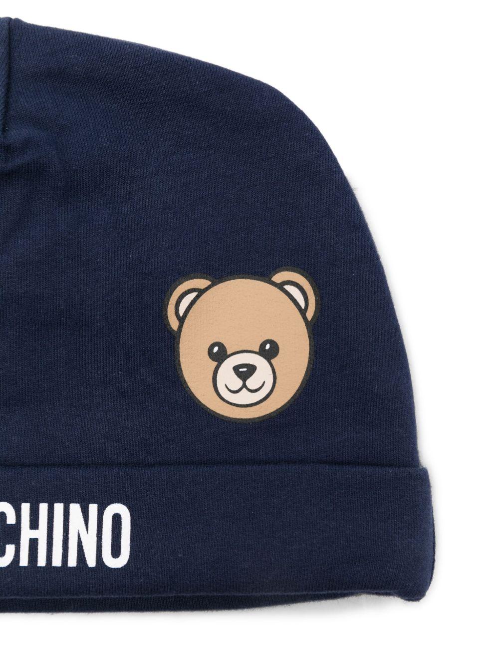 MOSCHINO Berretto in cotone con Teddy 