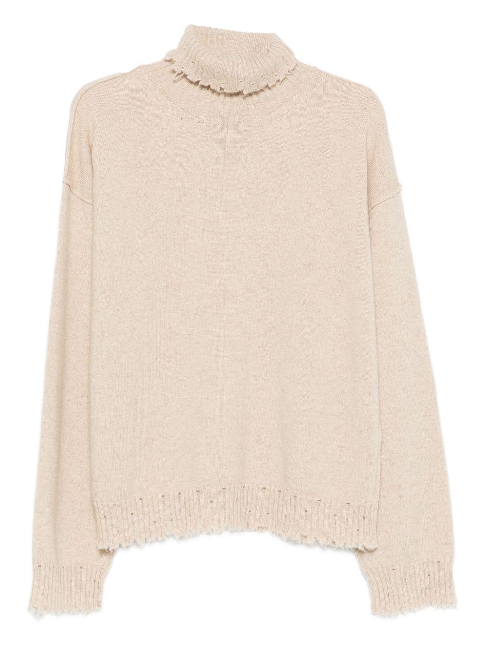 UMA WANG Maglione beige a collo alto in cashmere 