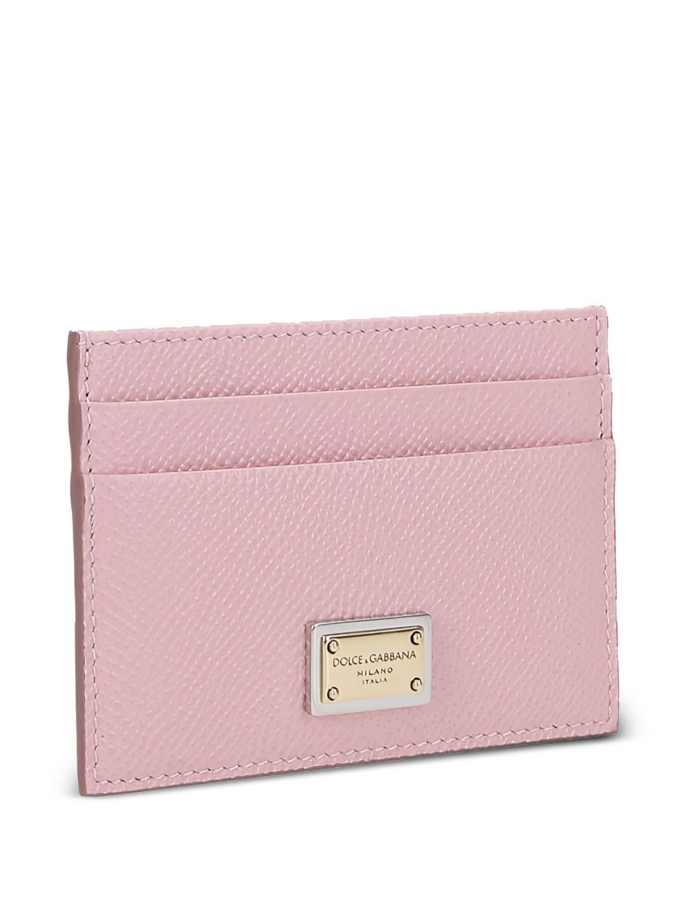 DOLCE e GABBANA Portacarte in pelle rosa con etichetta logo 