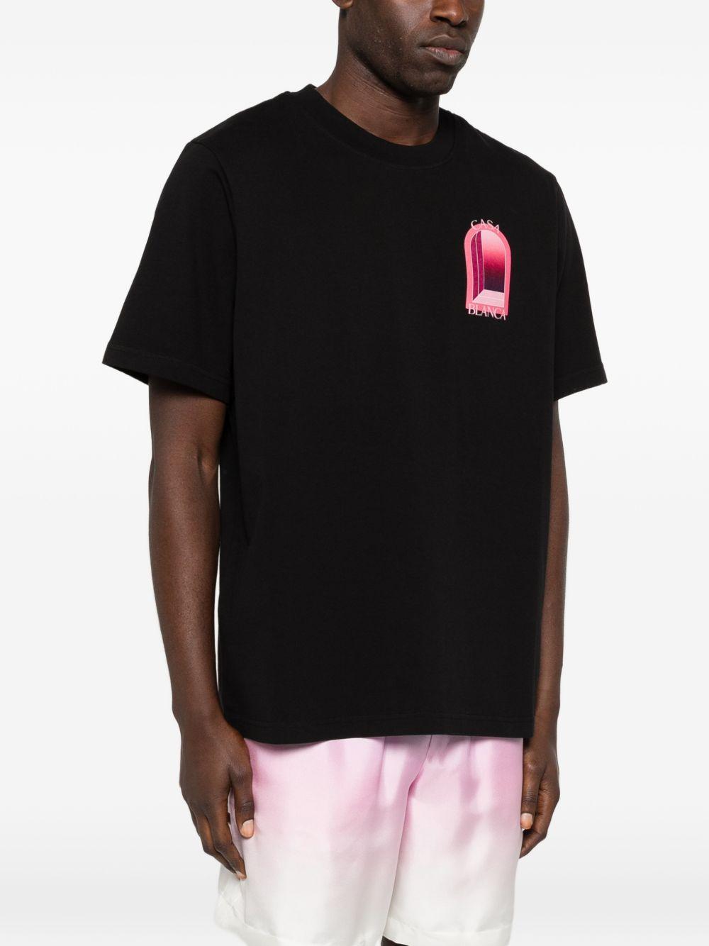 CASABLANCA T-shirt con stampa grafica in cotone nero 