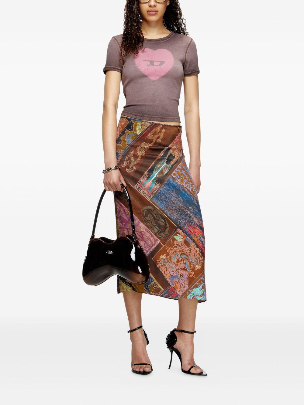 DIESEL T-shirt `T-ELE` in misto cotone marrone 