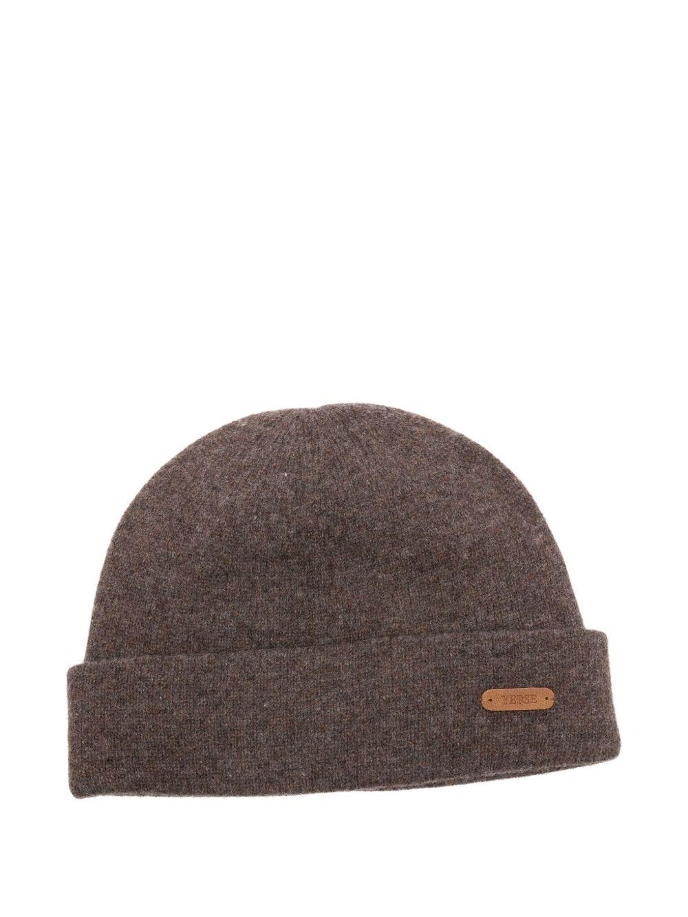 YERSE Cappello Cleo in lana marrone con logo 