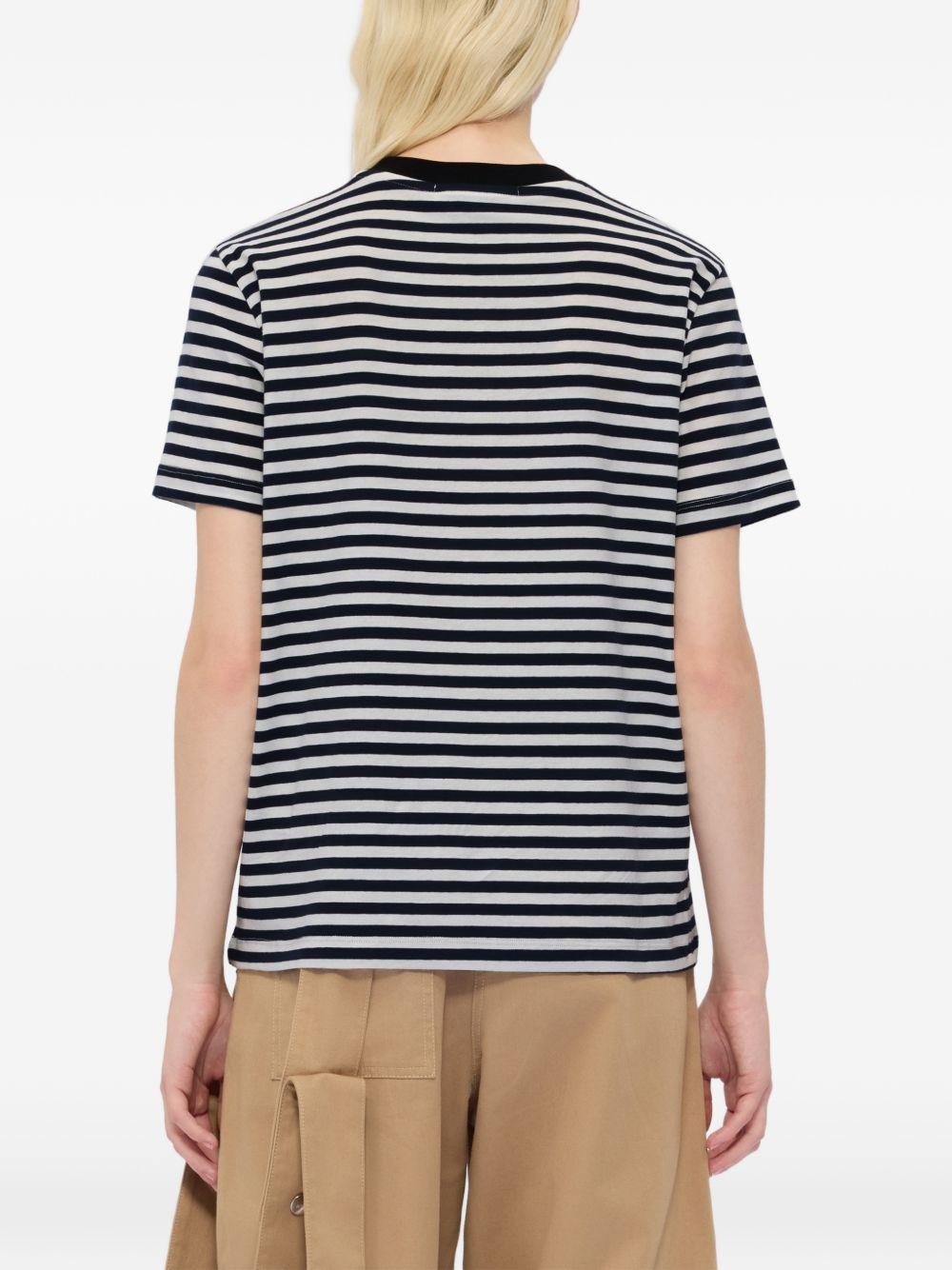 MSGM T-shirt in cotone a righe bianche e blu 