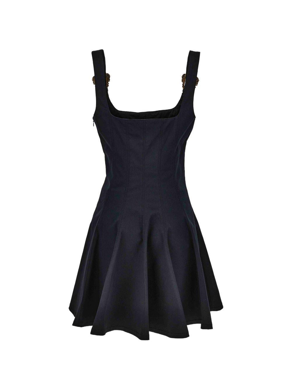 VERSACE JEANS COUTURE Abito corto nero con fibbie oro 