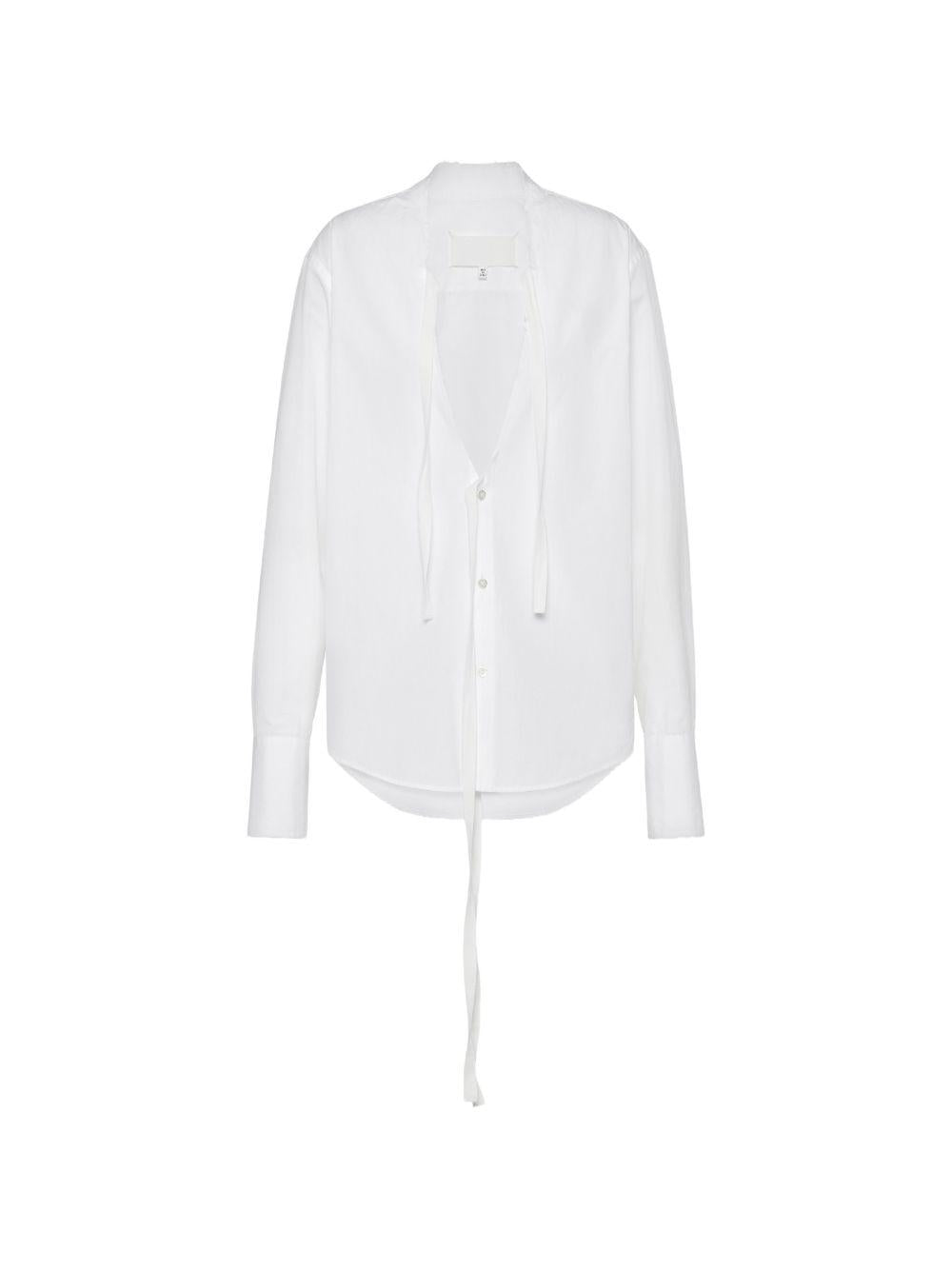 MAISON MARGIELA Camicia bianca con tagli cut e scollo a V 