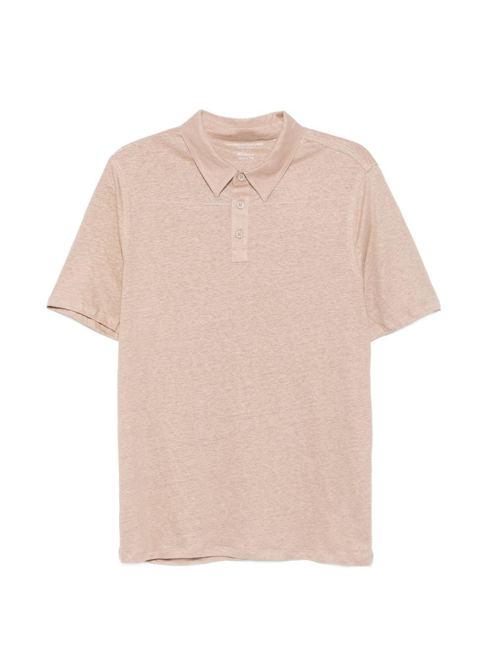 MAJESTIC FILATURES Polo in lino elasticizzato beige 