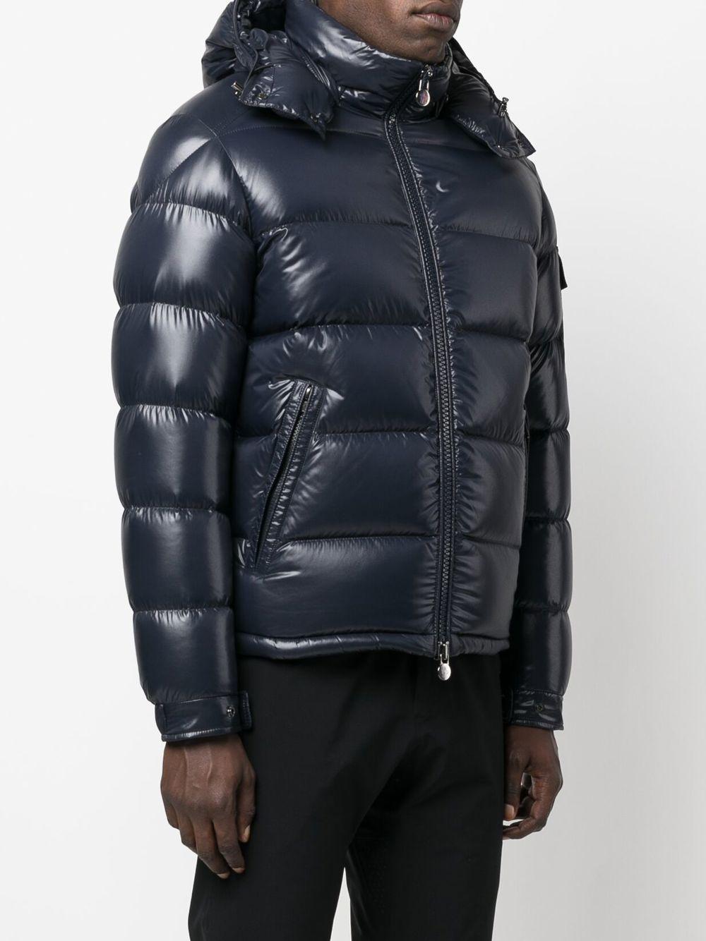 MONCLER Piumino corto blu con cappuccio 