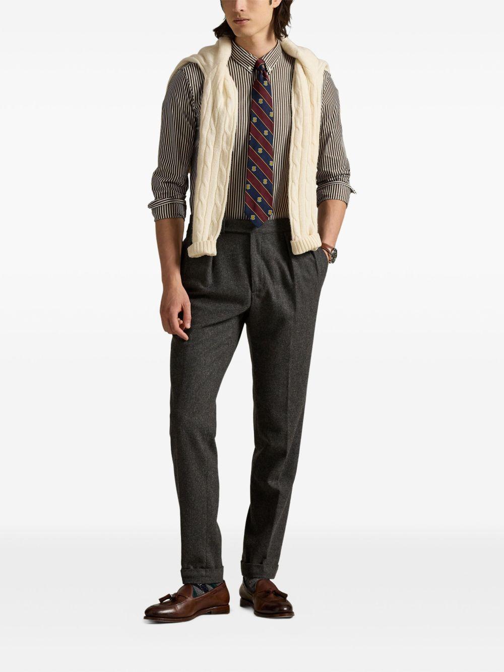 POLO RALPH LAUREN Camicia a righe in cotone marrone e bianco 